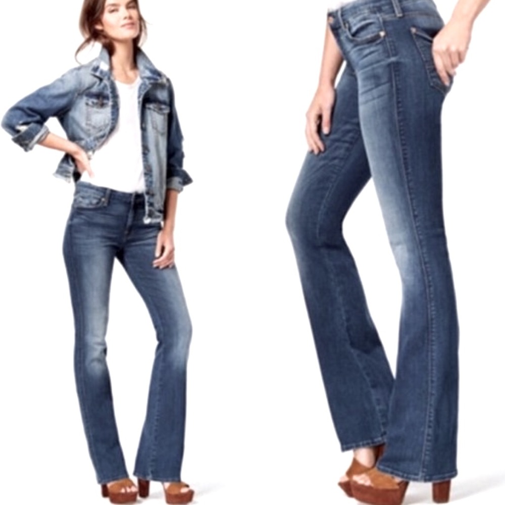 7 For All Mankind Slim Bootcut Dark Wash Jeans 28 Whitewashed Denim slim bootcut